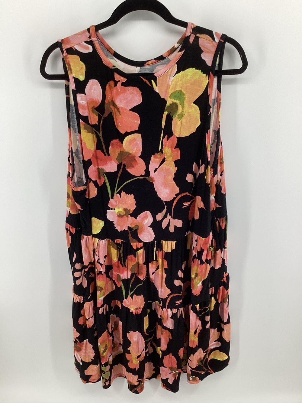 Torrid Black Floral Tiered Dress - Super Soft Slub